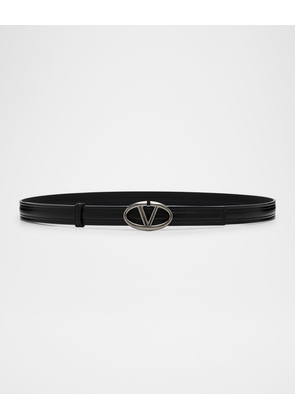 The Bold Edition VLOGO Leather Skinny Belt