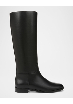 Leather Zip Knee Boots Wide Calf