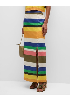 Nicola Multicolor Stripe Linen Maxi Skirt