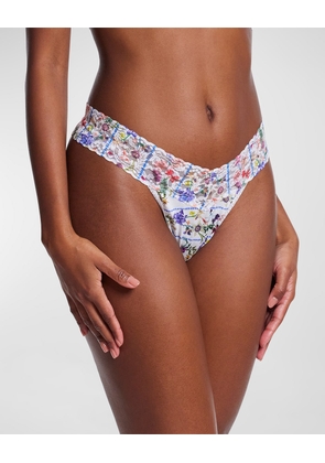 Original Rise Floral-Print Lace Thong