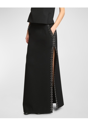 Jupe Crystal Side-Slit Midi Skirt