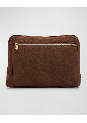 Men's Grained Leather Toiletry Bag