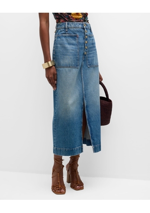 The Bea Vented Midi Denim Skirt