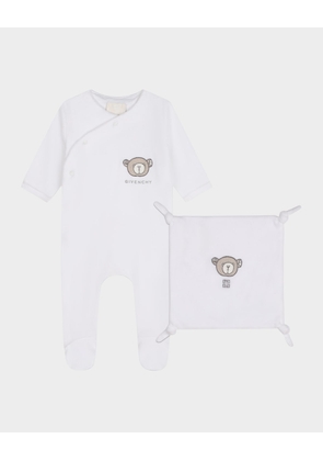 Kid's Embroidered Logo-Print Two-Piece Footie Set, Size Newborn-6M