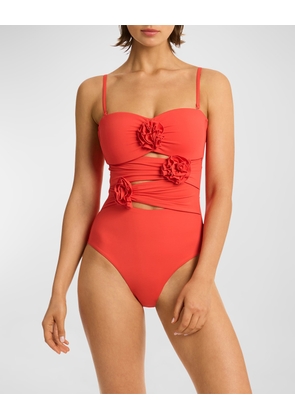 Casa Del Mar Flower Bandeau One-Piece Swimsuit