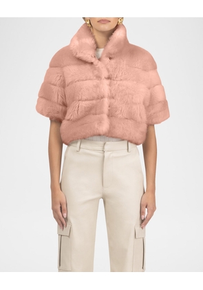 Reversible Merinillo Lamb Shearling Bolero Jacket With Cropped Sleeves