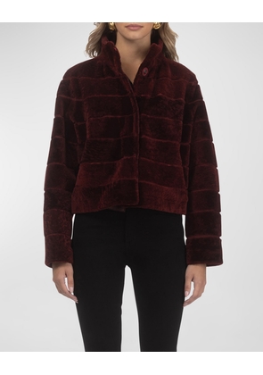 Reversible Textured Lamb Shearling Jacket