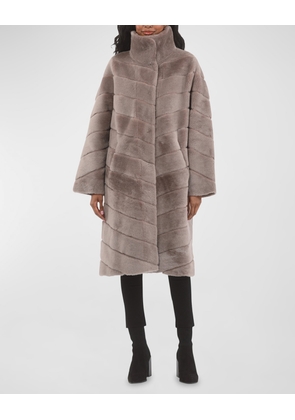 Reversible Chevron Lamb Shearling Coat