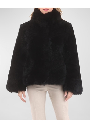 Reversible Merinillo Lamb Shearling Chevron Jacket With Horizontal Bottom