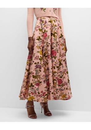 Hilda Gathered Floral-Print Maxi Skirt