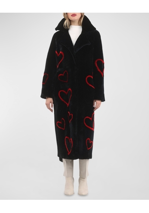 Reversible Heart Lamb Shearling Coat With Belt