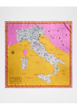 Italy Hand-Printed Silk Scarf