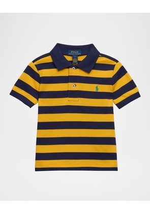 Boy's Striped Logo Embroidered Polo Shirt, Size 2-7