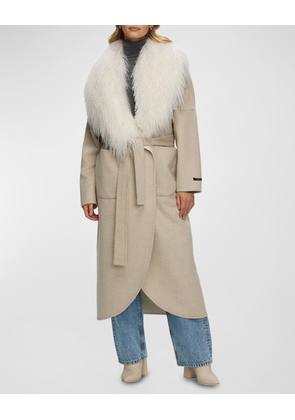 Loro Piana Wool and Cashmere Coat with Mongolian Shearling Collar