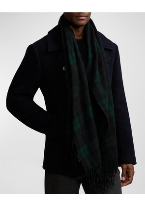 Men's Plaid Cashmere Fringe Scarf