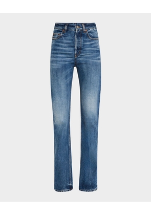 Mid-Rise Faded Denim Bootcut Jeans