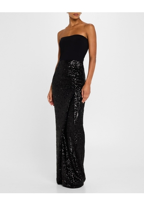 Baloc Strapless Sequin Column Gown