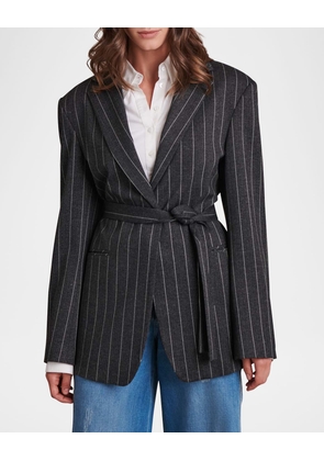 Byron Pinstripe Wrap-Front Blazer