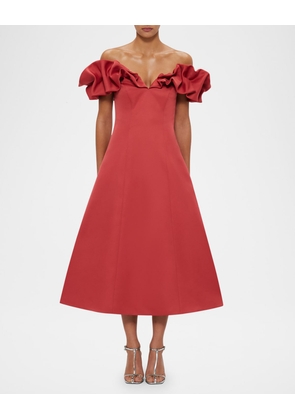 Annie Off-Shoulder Ruffle Midi Dress