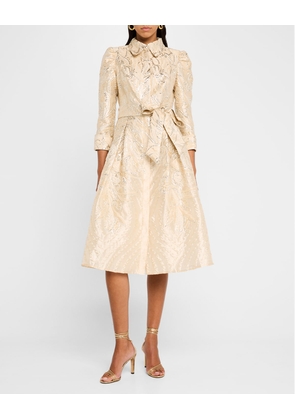 Metallic Jacquard Midi Shirtdress