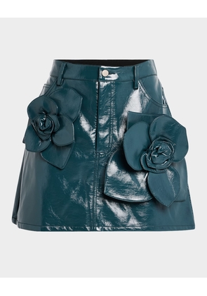 Lucia Floral Vegan Leather Mini Skirt