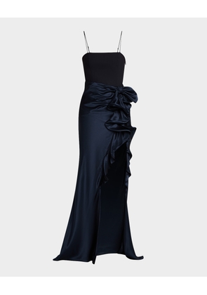 Drina Sleeveless Satin Wrap Gown