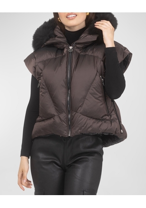 Apres-Ski Vest with Detachable Toscana Lamb Shearling Hood Trim