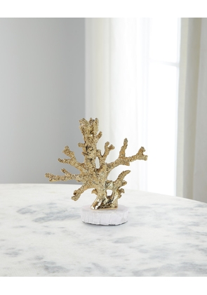 Brass Coral Candleholder on Selenite Base