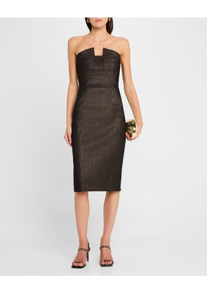 Lena Strapless Metallic Midi Sheath Dress