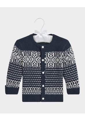 Girl's Snowflake Intarsia Cardigan, Size 3M-24M