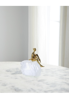 Resting Brass Dancer on Selenite Sculpture