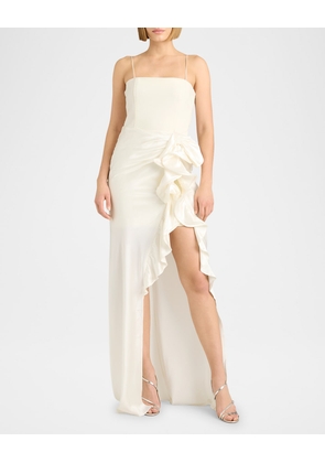 Drina Sleeveless Satin Wrap Gown