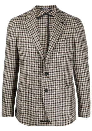 Tagliatore single-breasted houndstooth-pattern blazer - Green