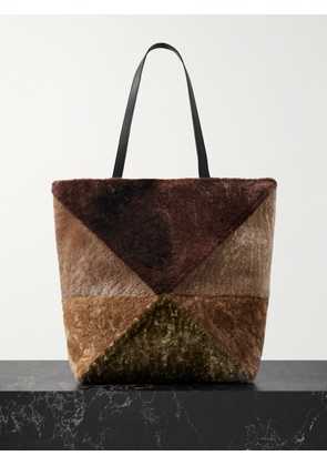 Loewe - Puzzle Fold Convertible Large Shearling Tote - Brown - One size