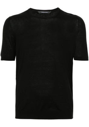 Tagliatore short-sleeves fine-knit jumper - Black