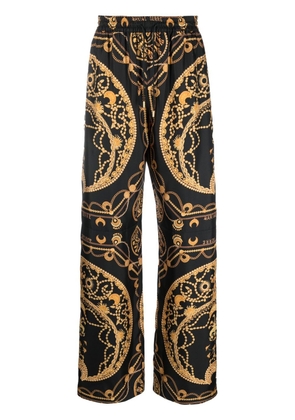 Marine Serre Ornament Jewellery-print silk trousers - Black