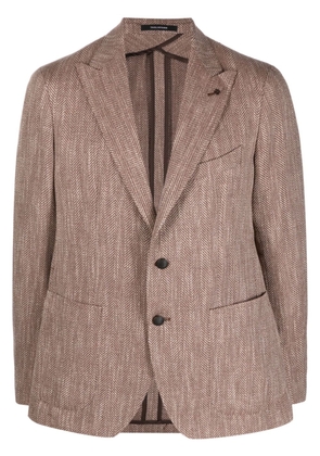 Tagliatore single-breasted herringbone blazer - Brown