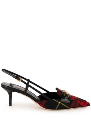 Elisabetta Franchi Tartan slingback shoes - Black