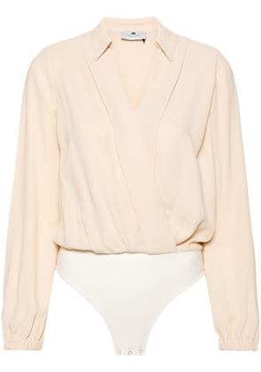 Elisabetta Franchi georgette crossover-neck bodysuit - Neutrals