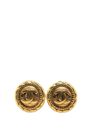 CHANEL Pre-Owned 1990-1999 Gold Plated CC Clip On costume earrings