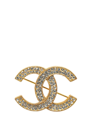 CHANEL Pre-Owned 20th Century Gold Plated CC Rhinestone costume brooch