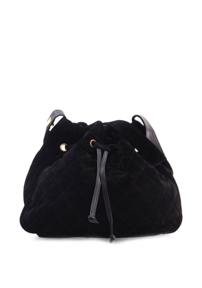 CHANEL Pre-Owned 1994-1996 Quilted Suede bucket bag - Black