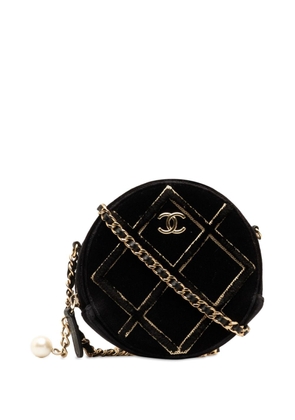 CHANEL Pre-Owned 2019 Velvet Pearl Sequin Round crossbody bag - Black