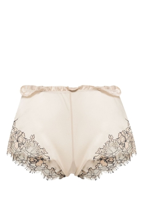 Carine Gilson lace-trim silk pyjama shorts - Neutrals