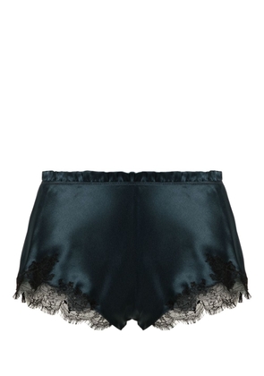 Carine Gilson lace-detail silk shorts - Blue