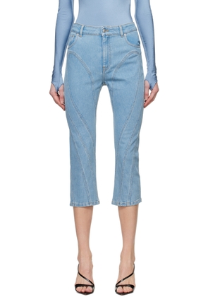 Mugler Blue Spiral Crop Jeans