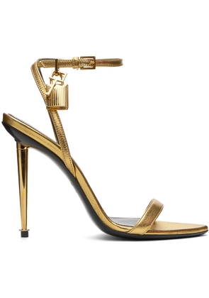 TOM FORD Gold Padlock Pointy Naked Heeled Sandals