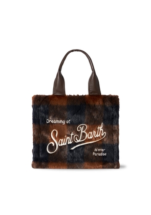 MC2 Saint Barth Brown Check Furry Flavea Handbag