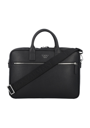 Emporio Armani Regenerated-leather Business Bag With Eagle Pate