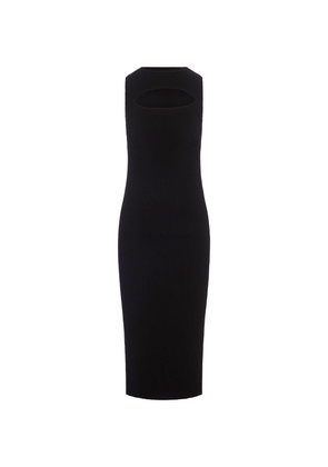 Alexander McQueen Black Knitted Midi Dress With Cut Out